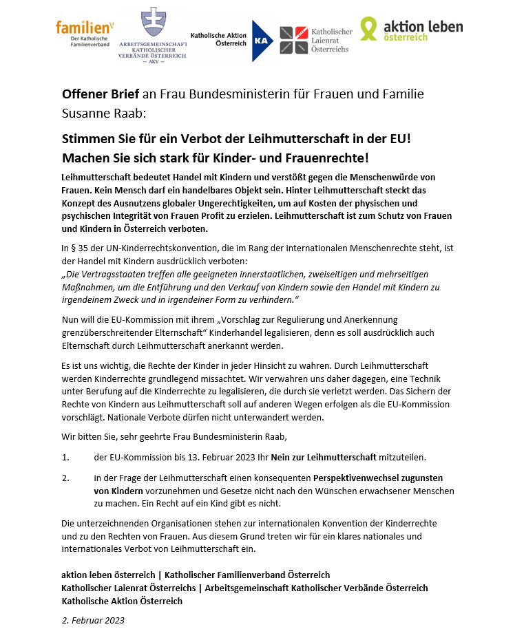 Nein zur Leihmutterschaft / alö